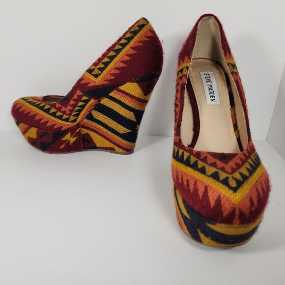 Steve Madden Pammyy M Wedge Aztec Multi Color Womens Size 7.5M - Picture 8 of 10